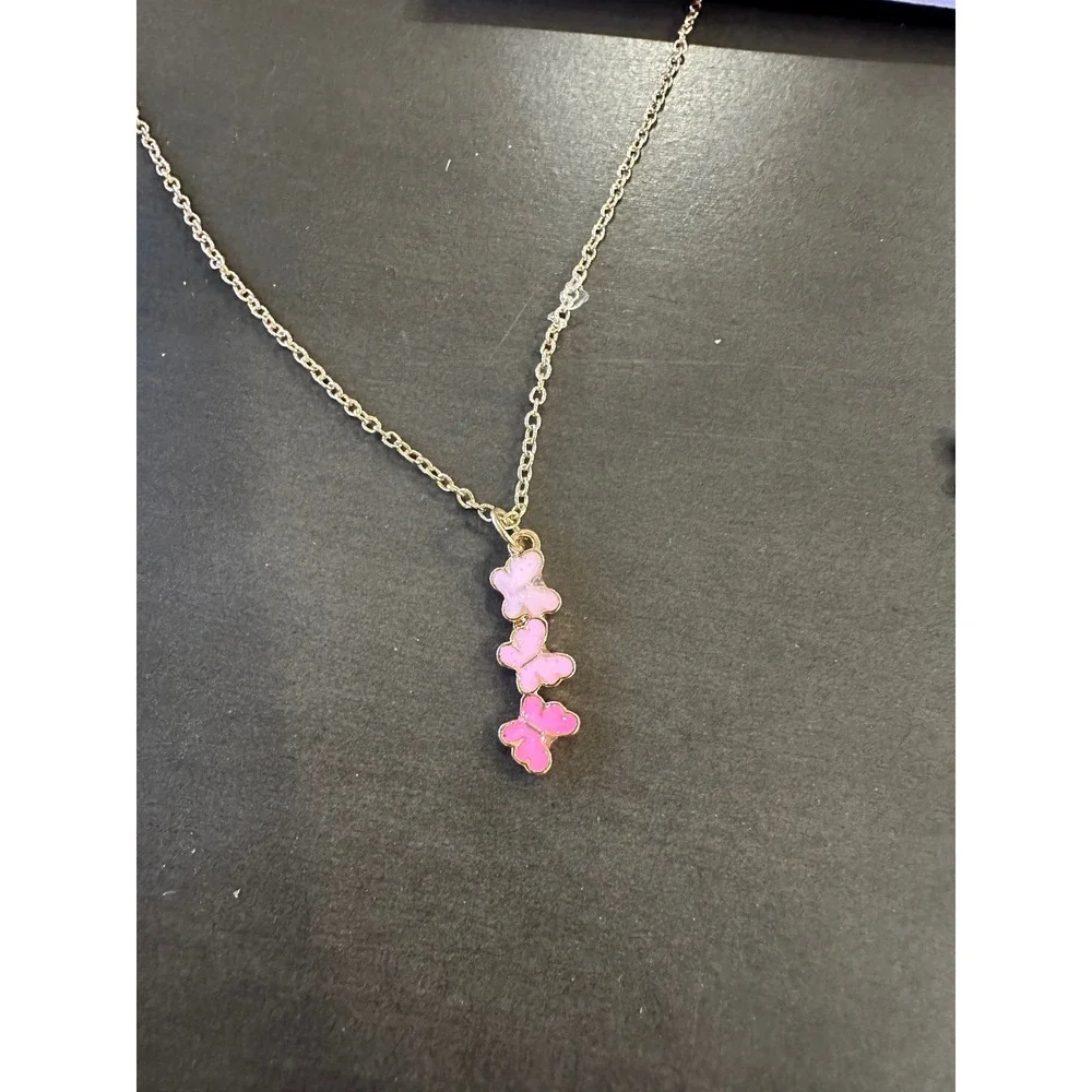 Claire's Universal Thread Kids Gold‎ Tone Butterfly Charm Necklace Bracelet Set